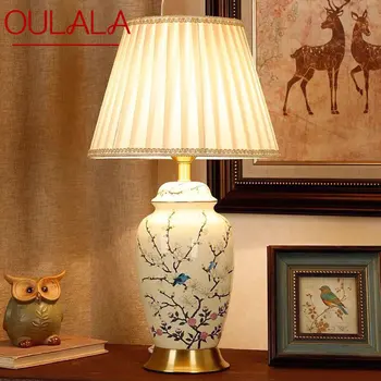 OULALA Современный керамический стол Настольная лампа LED Китайский простой Креативный Прикроватный светильник для домашнего декора гостиной спальни кабинета