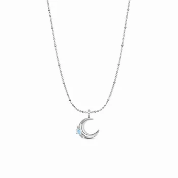 Европейское и американское ретро ожерелье с подвеской из стерлингового серебра S925 пробы, инкрустированное лунным камнем, для женщин с нишевым дизайном в стиле f