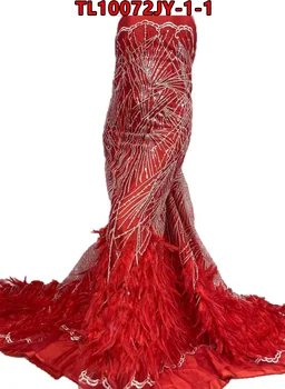 Африканская кружевная ткань с пайетками 2023, высококачественная вышивка бисером, Нигерийский Французский тюль, кружевной материал для свадебного платья TL10072JY