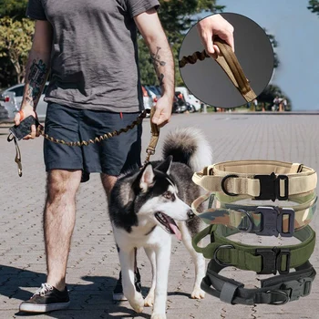 Тактический ошейник, поводок, военные ошейники с ручкой управления для собак породы Шепард средних и крупных, аксессуары для дрессировки собак на выгуле