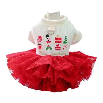 Рождественские платья для собак, одежда с вышивкой, Рождественский косплей, красное платье для торта, прочное платье принцессы для кошек и собак