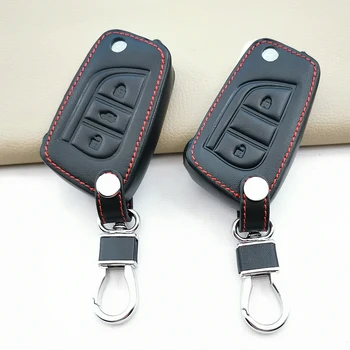 Кожаный чехол для ключей от автомобиля Toyota Hilux Corolla Avensis Prado Fortuner RAV4 CHR, защитный чехол для ключей, аксессуары для кожаной сумки