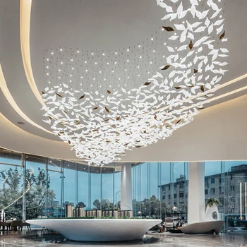 Изготовленная на заказ гостиничная люстра в вестибюле торгового центра в форме виллы проектное освещение отдела продаж Креативный листовой кристалл декоративный чан