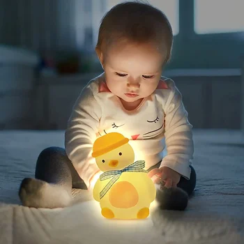 Мини Силиконовые ночники Прикроватный светильник с милым кроликом и уткой, Мультяшный светодиодный светильник для интерьера, Настольная лампа для украшения комнаты, внутреннее освещение