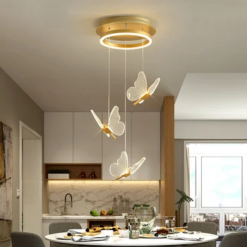Современная скандинавская светодиодная люстра-бабочка, креативные лампы для лестничной клетки, прикроватная светодиодная подвесная лампа, подвесные светильники для домашнего декора