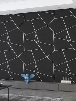 Скандинавская Личность Абстрактные Геометрические Линии Обоев Домашний Декор Фреска 3D Черные Цементные Обои Гостиная Спальня Ktv