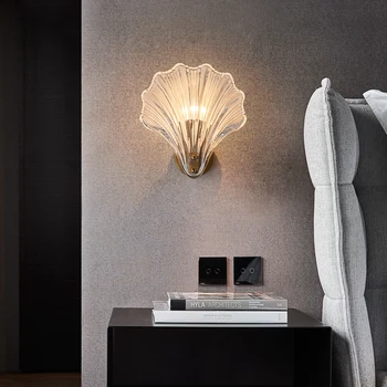 Необычный современный стеклянный абажур в виде ракушки для ванной комнаты, водонепроницаемый настенный светильник next, латунный настенный светильник со светодиодной подсветкой