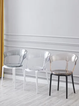 Скандинавский обеденный стул Домашний Современный минималистский стул Пластиковая Балконная спинка, стул для отдыха, письменный стол, стул для переговоров, стул