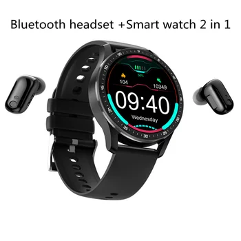 Оригинальные новые умные часы TWS Bluetooth head 2-в-1, мужской спортивный и фитнес-трекер IP67, водонепроницаемый женский пульсометр