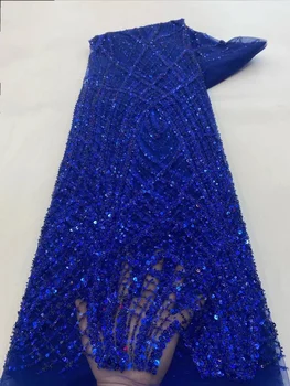 Французское кружево, африканские ткани для свадьбы, Блестящие хрустальные бусины ручной работы в Дубае, Роскошный тюль из нигерийского бисера.