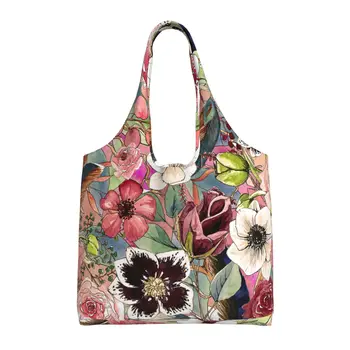 Многоразовые сумки для покупок Boho Flowers, складная, моющаяся сумка для покупок с сумкой