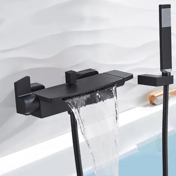 Смеситель для ванны в стиле водопада, настенный набор для душа с холодной и горячей водой, настенный смеситель для ванны