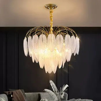 Люстра из перьев в скандинавском стиле, люстра для украшения дома, современная светодиодная люстра, люстра для столовой и гостиной