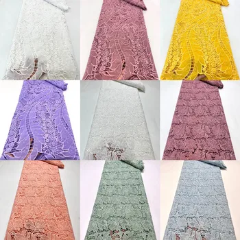 Вышитое кружево, Гипюровая шнуровая ткань, Нигерия, Швейный материал 2023, Вечернее Свадебное платье, женское Высококачественное Африканское Водорастворимое