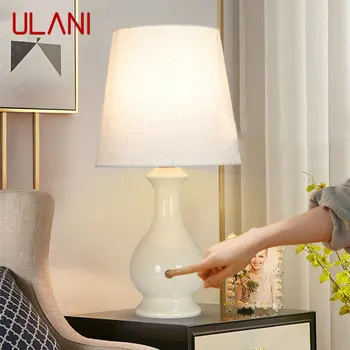 Настольная лампа ULANI Contemporary Ceramics LED Creative Touch с регулируемой яркостью, простая белая настольная лампа для дома, гостиной, спальни