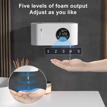 Бесконтактный дозатор мыла Бесконтактный автоматический датчик Дозатор мыла с настенным ЖК-дисплеем емкостью 500 мл для ванной комнаты