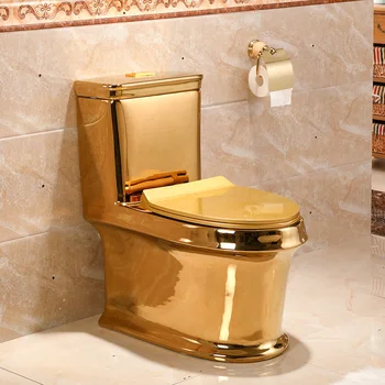 Золотой унитаз в европейском стиле, Сверхвысокий сифон, унитаз с отключенным сливом, туалет для домашней ванной комнаты, индивидуальный креативный туалет