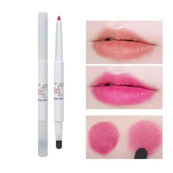 6-цветной матовый карандаш для подводки губ с кисточкой для губ, натуральный макияж губ, мягкие карандаши, ручка для губной помады, кисточка для блеска для губ