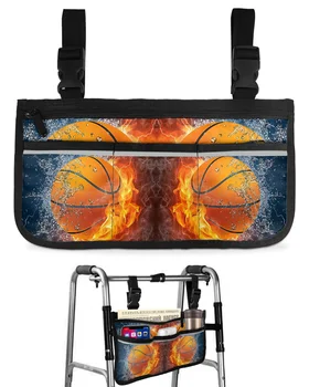 Баскетбольная сумка для инвалидной коляски с карманами, при столкновении с огнем и водой, боковые сумки для подлокотников, сумка для хранения на раме для ходьбы от электрического скутера