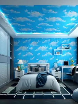Виниловые обои с голубым небом и белыми облаками, самоклеящаяся контактная бумага, съемные водонепроницаемые обои для ремонта мебели