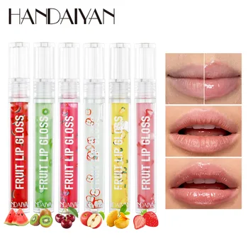 HANDAIYAN 6-цветной Фруктовый блеск для губ, увлажняющий, осветляющий, стойкий, водонепроницаемый, модный Прозрачный Блеск для губ, масло для губ, Новая Горячая распродажа, Глазурь для губ