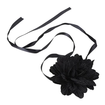 Винтажное женское колье-чокер с черным цветком в стиле Харадзюку, готическое ожерелье с милым воротничком для темных девушек, вечерние женские украшения D5QB
