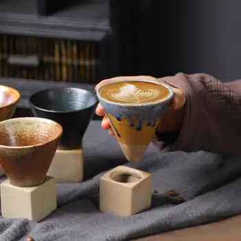 Керамическая Чашка-конус и базовый набор Креативная Кофейная чашка с керамическим Конусом Треугольной формы Винтажная Керамическая Коническая Кружка