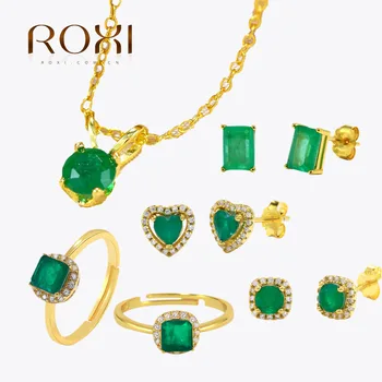 Ювелирные изделия ROXI Gemstone Серьги из стерлингового серебра 925 пробы С позолотой 18 Карат, ожерелье, кольца для женщин, цветные турмалиновые подвески класса Люкс