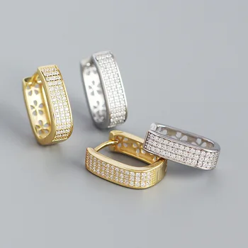 Серьги U-образной формы из натурального серебра 925 пробы, серьги-кольца для женщин, ювелирные украшения с полным цирконием, предотвращают аллергию