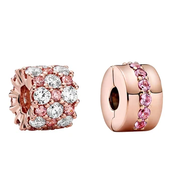 2020 Новое серебро 925 пробы, модный розовый сверкающий ряд, Hela Charm, сделай сам, оригинал, подходит для женских украшений, изысканный подарок на День рождения