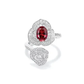 Высококачественный ретро-дворцовый камень ветра, бриллиант, рубин, инкрустированное красным драгоценным камнем кольцо, женское открытое кольцо, темперамент Джокер