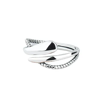 Серебряное Кольцо SR8 Женское Регулируемое Кольцо из нержавеющей Стали DIY Beads Spinner Fidget Ring
