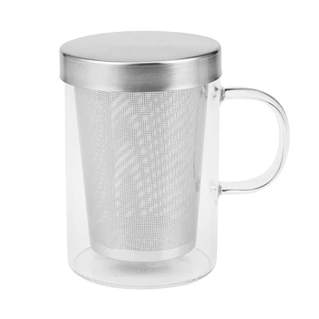 3X500 мл Термостойкая стеклянная Кружка для заварки чая с крышкой из нержавеющей стали Кофейная чашка Стакан Кухонный термостойкий Большой