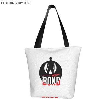 Симпатичная сумка для покупок из классического фильма 007 о Джеймсе Бонде с милым принтом, прочная холщовая сумка для покупок через плечо