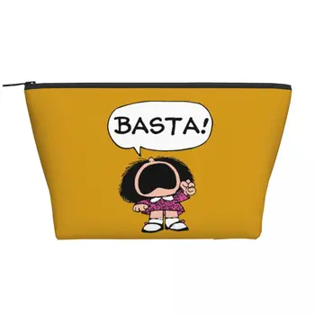 Изготовленная на заказ Сумка для туалетных принадлежностей Mafalda Basta Women Quino Argentina Cartoon Cosmetic Makeup Organizer Lady Beauty Storage Dopp Kit Box