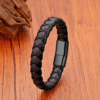 Высококачественный Коричневый Черный Кожаный браслет-манжета сращивания для мужчин и женщин, Классические Ювелирные изделия дружбы, Парные браслеты Homme MHIKN34