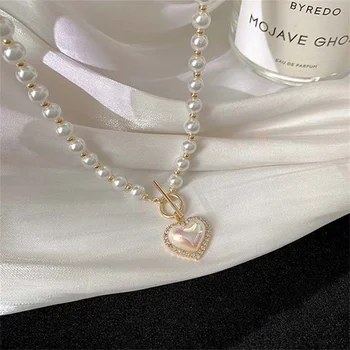 2023 Элегантное ожерелье с подвеской из искусственного жемчуга для женщин с пряжкой на ключице, цепочка для вечеринок, Ювелирные подарки