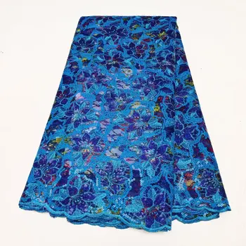 Африканская сетчатая кружевная ткань bluie 3D Sequin 2023 Высококачественное кружево Французский тюль кружевная ткань Нигерийская кружевная ткань свадебная вечеринка