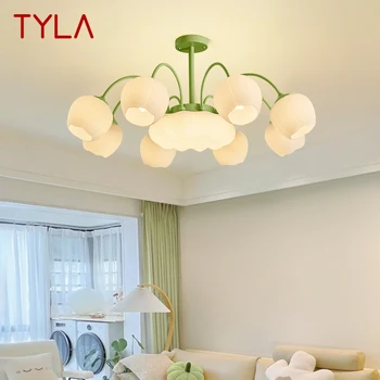 Современные светло-зеленые потолочные подвесные светильники TYLA, креативная дизайнерская светодиодная люстра для домашней спальни