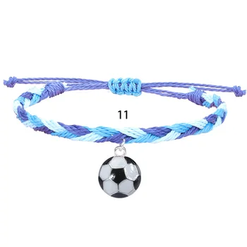 Модный Футбольный браслет с подвеской для мужчин и женщин, Красочная Плетеная веревка для рук, Маленькие украшения из свежей восковой нити