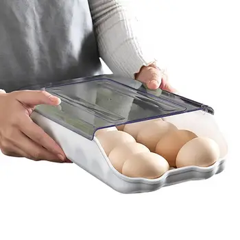 Автоматический перекатывающийся держатель для яиц Контейнер для хранения яиц В холодильнике, Штабелируемый органайзер для яиц И дозатор вмещают 14 яиц