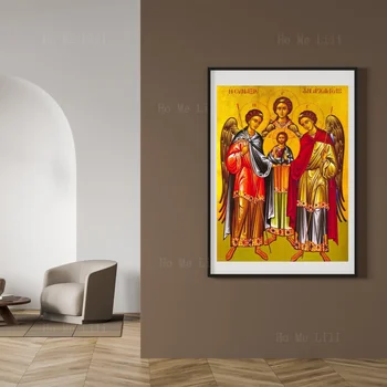 Собрание Трех Святых Архангелов Михаила Гавриила и итальянских художников, настенное искусство на холсте для декора гостиной