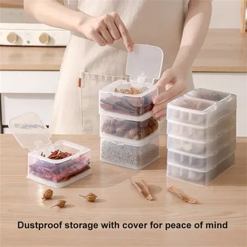 Прозрачные коробки для хранения специй, пищевой пылезащитный контейнер для сухого перца, приправы, подсумки для хранения кухонных инструментов
