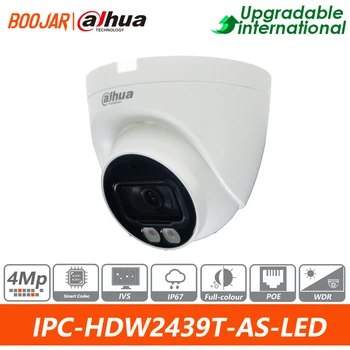 Оригинальная IPC-HDW2439T-AS-LED-S2 Dahua 4MP Lite, Полноцветная Сетевая камера с фиксированным фокусным расстоянием, Встроенный микрофон IP67, Теплый свет 30 м