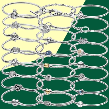 Оригинальный шарм с логотипом подходит к круглому браслету Pandora Crown из стерлингового серебра 925 пробы, самым продаваемым роскошным подаркам своими руками для девочек