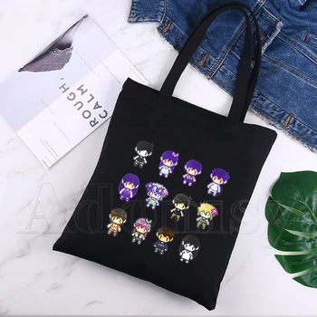 Холщовая сумка-тоут с принтом Omori, черные сумки, Harajuku, повседневная женская сумка-тоут для девочек, Эко-сумки через плечо для покупок