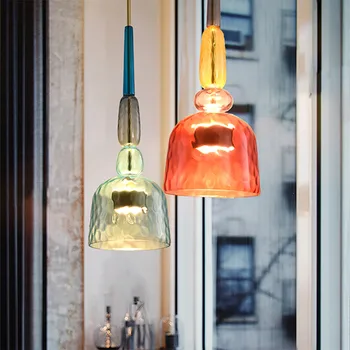 Подвесной светильник из цветного стекла в скандинавском стиле, дизайнерская милая лампа для гостиной, подвесной светильник, столовая в помещении, освещение в спальне