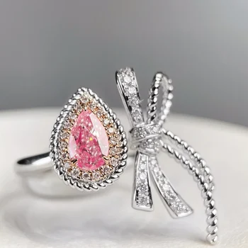 CN2023 Кольца из 18-каратного золота с натуральными розовыми бриллиантами с драгоценными камнями 0,600 карат Женские обручальные кольца с бриллиантами для женщин