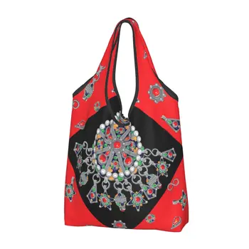 Сумки для покупок Kabyle, ювелирные изделия, бакалея, забавная сумка для покупок, большая вместительная портативная сумочка из Амазигского ковра, сафьяна