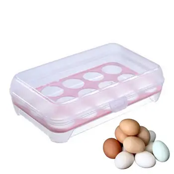Контейнер для яиц для холодильника, 15 сеток, коробка для яиц для холодильника, Герметичный дозатор для яиц для кухни